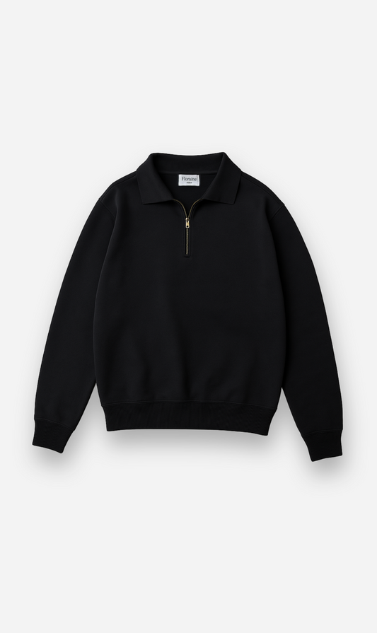 "Textured Zip Polo Sweater"